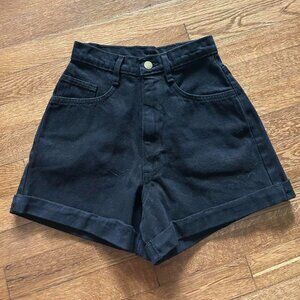 Los Angeles apparel black BULL DENIM GARMENT DYE CUFF SHORT